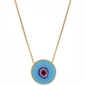 EVIL EYE BLUE YELLOW GOLD NECKLACE